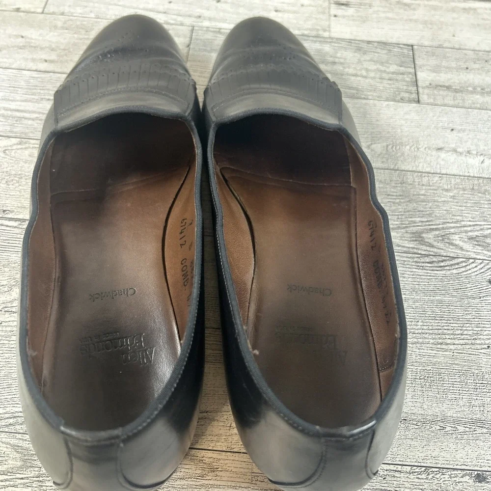 Allen Edmonds Chadwick Women Black Leather Pleated Skirt Loafer Flats Shoe SZ 9B